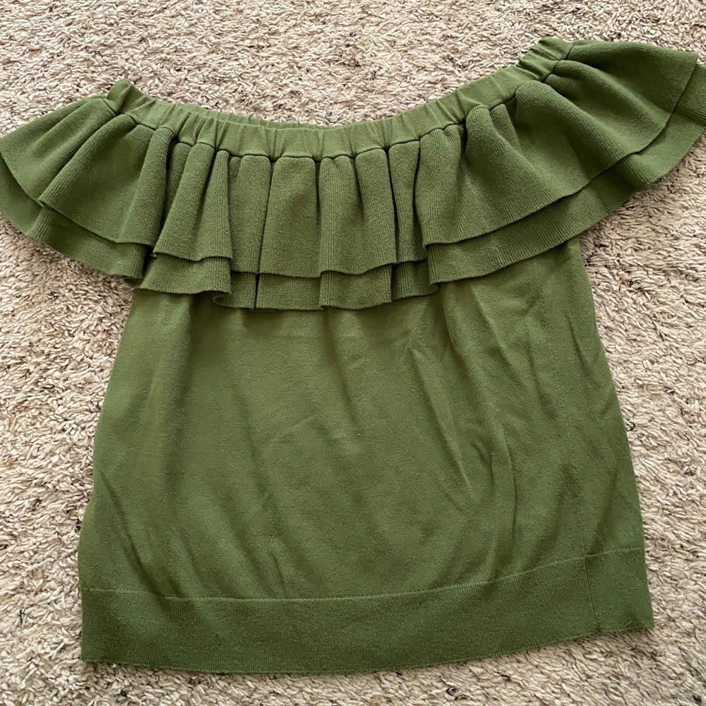 J.Crew off-the-shoulder green shirt